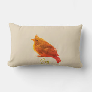 Cute Red Cardinal Bird Lumbar Pillow