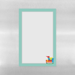Cute Red Cardinal Opening A Blue Gift Magnetic Dry Erase Sheet