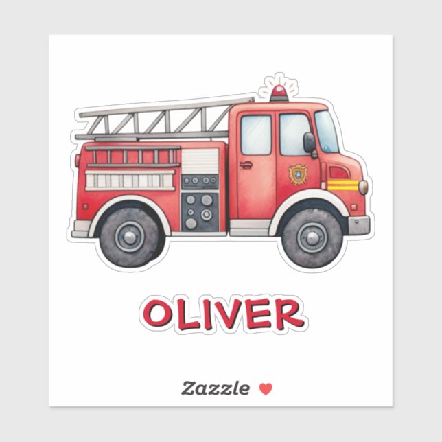 Cute Red Cartoon Firetruck Sticker (Sheet)
