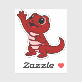 Cute Red Cartoon Lizard for Water Bottle Sticker