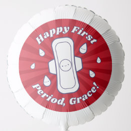 Cute Red Cartoon Menstrual Pad Happy First Period Balloon