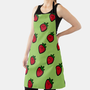 Cute Red Cartoon Strawberries for Vegetarians Apron