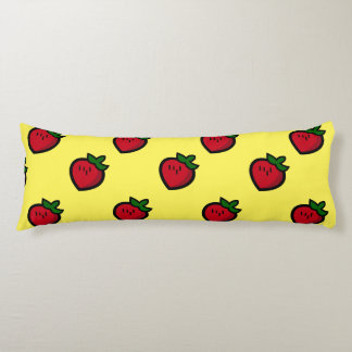 Cute Red Cartoon Strawberries for Vegetarians Body Pillow
