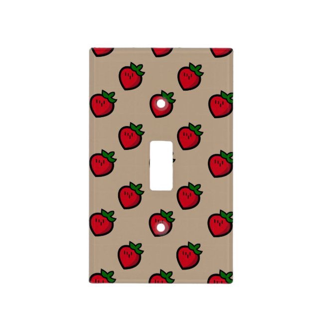 Cute Red Cartoon Strawberries for Vegetarians Light Switch Cover (Front)