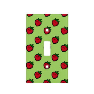 Cute Red Cartoon Strawberries for Vegetarians Light Switch Cover