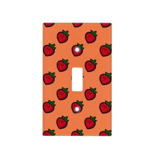 Cute Red Cartoon Strawberries for Vegetarians Light Switch Cover