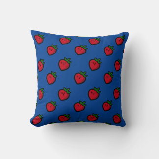 Cute Red Cartoon Strawberries for Vegetarians Throw Pillow