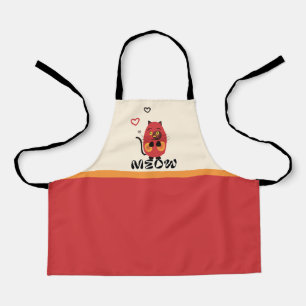 Cute red cat apron