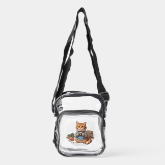 Cute Red cat Crossbody Bag or Chibi cat Transparen