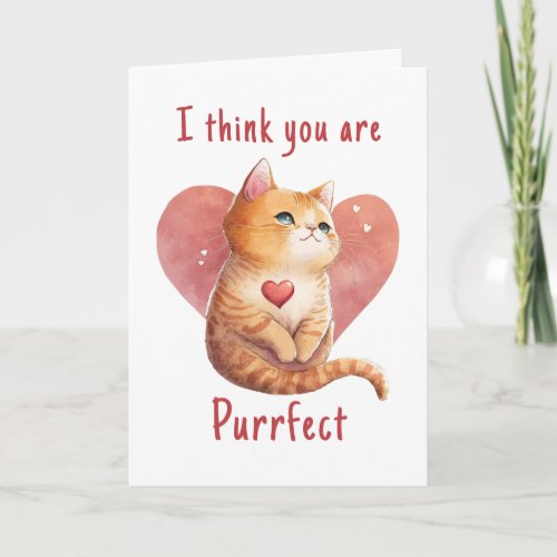 Cute red cat love pun  fun Valentine Card