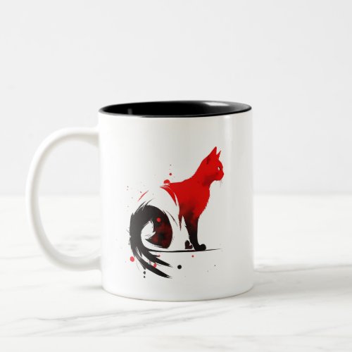 cute red cat Two_Tone coffee mug