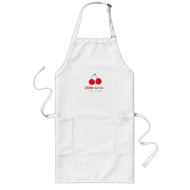  Cute Red Cherries Friends T-Shirt Long Apron (Front)