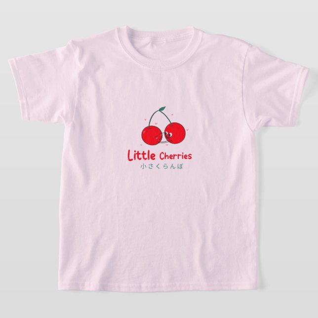  Cute Red Cherries Kids basic T-Shirt  (Laydown)
