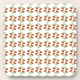 Cute Red Cherries on White Kitschy Pattern Design