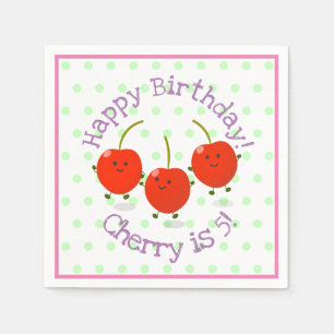 Cute red cherry friends cartoon illustration napkins
