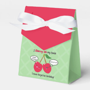 Cute Red Cherry Kawaii Twins Birthday Favor Boxes