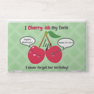 Cute Red Cherry Kawaii Twins Birthday HP Laptop Skin