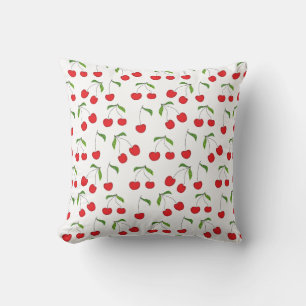 Cute Red Cherry Pattern Aesthetic Throw Pillow