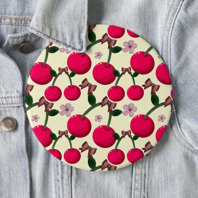 Cute red cherry pattern  button (In Situ)