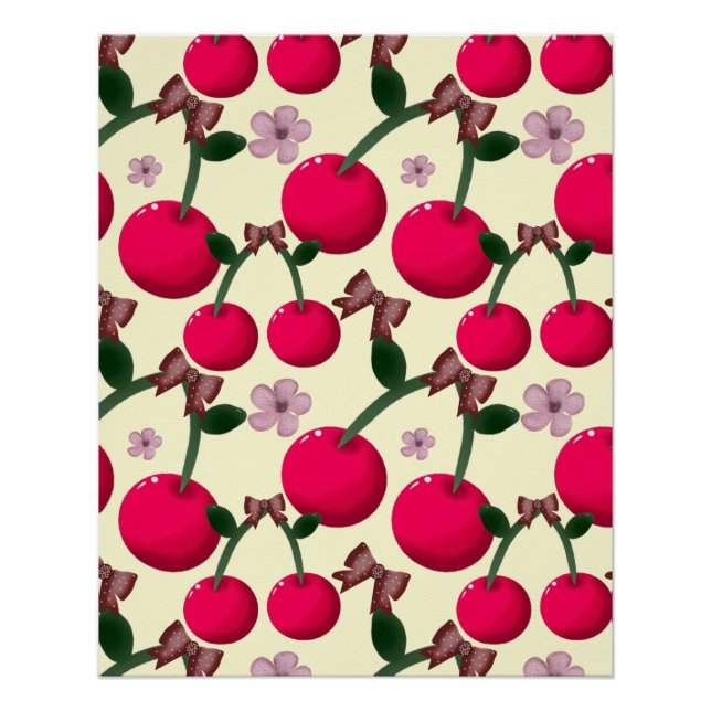 Cute red cherry pattern  poster (Front)