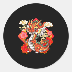 Cute Red Chinese New Year Of The Dragon 2024 Lunar Classic Round Sticker