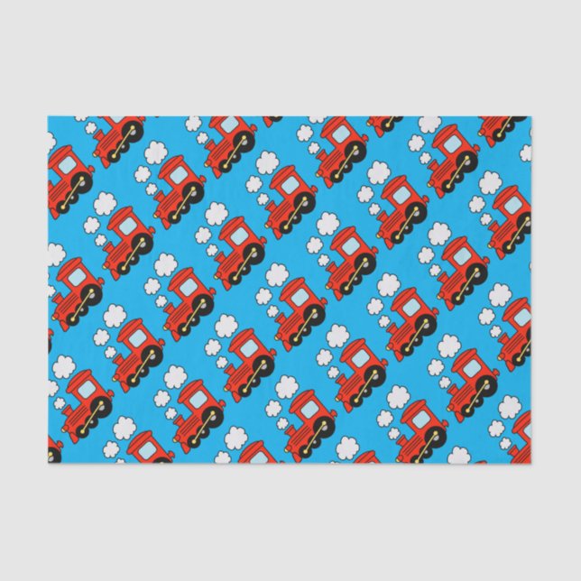 Cute red choo choo train kid's Birthday gift Tissue Paper (Front)