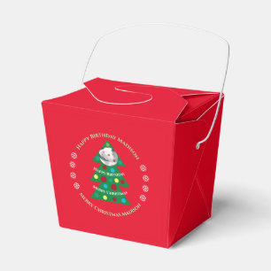 Cute Red Christmas Birthday Celebration Holiday Favor Boxes