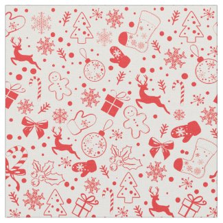 Cute red Christmas deer pattern - Xmas gifts Fabric