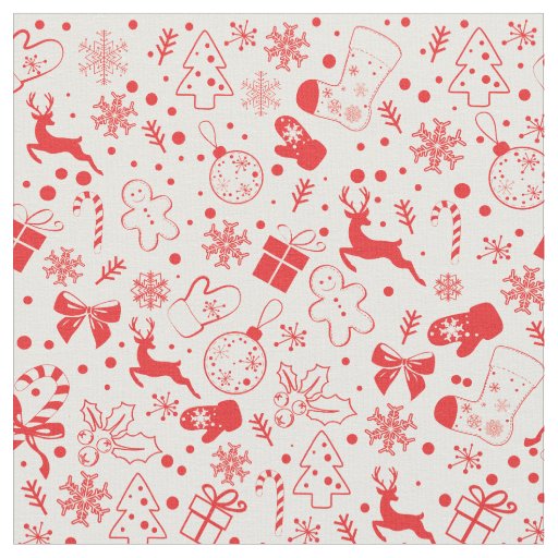 Cute red Christmas deer pattern - Xmas gifts Fabric