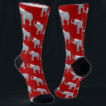 Cute Red Christmas Elephant in Santa Hat Socks<br><div class="desc">Cute holiday animals are my favorite part of Christmas. A beautiful elephant wearing a red Santa hat and looking happy on fun,  festive red socks with an elephants pattern.</div>