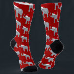 Cute Red Christmas Elephant in Santa Hat Socks<br><div class="desc">Cute holiday animals are my favorite part of Christmas. A beautiful elephant wearing a red Santa hat and looking happy on fun,  festive red socks with an elephants pattern.</div>