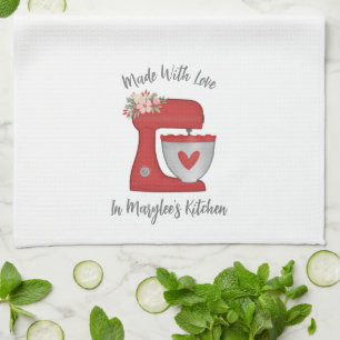 Cute Red Christmas Floral Bakery Cake Mixer Kitchen Towel