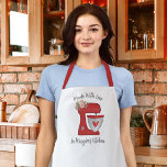 Cute Red Christmas Floral Cake Mixer Apron<br><div class="desc">A cute red cake mixer with flowers and a heart decorates this bakery kitchen apron. Personalize it with your name or the name of a friend. Makes a fabulous Christmas gift. Designed for you by Blackberry Boulevard.</div>
