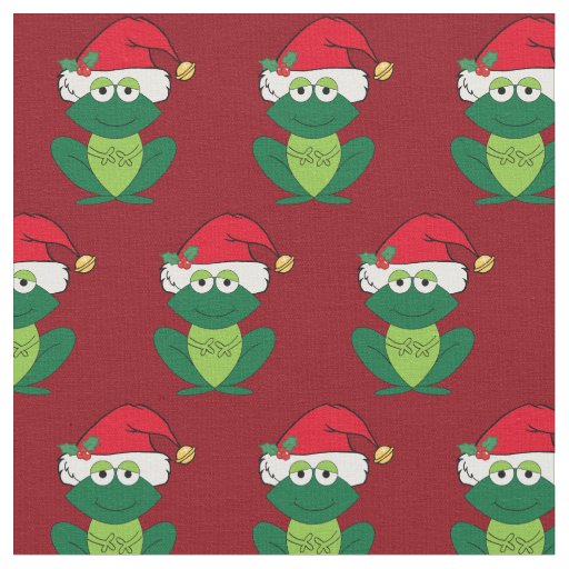 Cute Red Christmas Frog Fabric