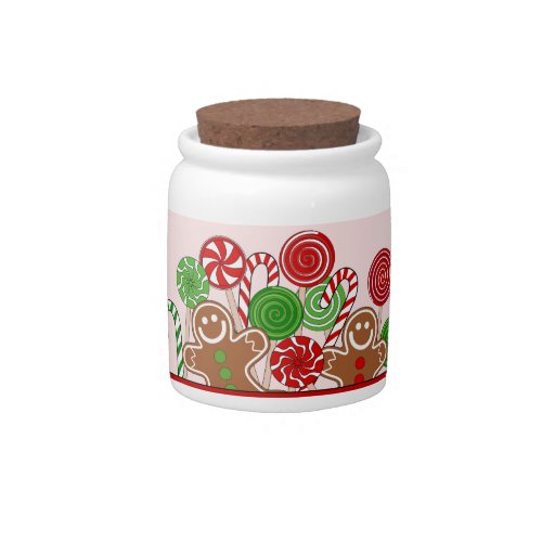 Cute red Christmas gingerbreads Candy Jar