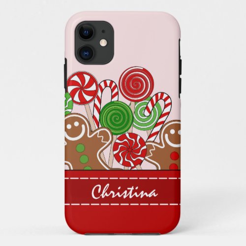 Cute red Christmas gingerbreads iPhone 11 Case