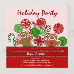 Cute red Christmas gingerbreads Invitation