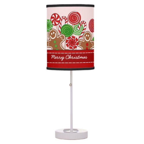 Cute red Christmas gingerbreads Table Lamp