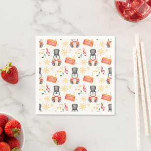Cute Red Christmas Nutcracker Penguin Napkins