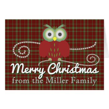 Cute Red Christmas Owl Customizable Family by retroflavor at Zazzle