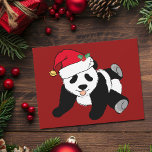 Cute Red Christmas Panda Bear in Santa Hat Holiday Card<br><div class="desc">This cute holiday panda bear in a Santa hat is a beautiful wild animal Christmas card for a person who loves panda bears.</div>