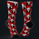 Cute Red Christmas Panda Bear in Santa Hat Socks<br><div class="desc">Cute holiday animals are my favorite part of Christmas. A beautiful panda bear wearing a red Santa hat and looking happy on fun,  festive red socks with a pandas pattern.</div>