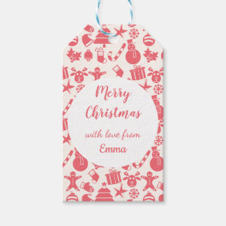Cute Red Christmas Pattern -  Festive & Fun  Gift Tags