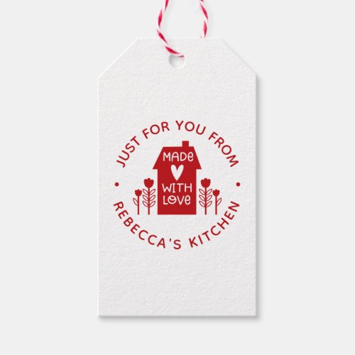 Cute Red Christmas Personalized Made With Love Gift Tags