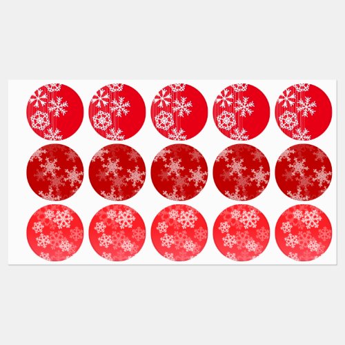 Cute red Christmas snowflakes Kids Labels