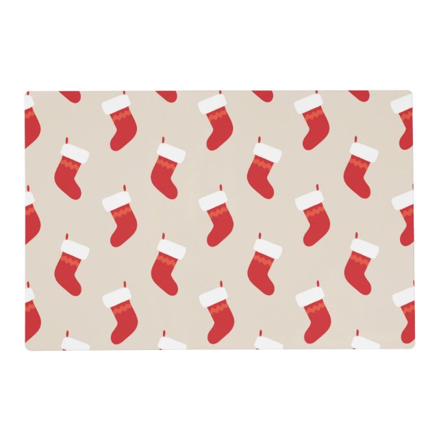 Cute Red Christmas Stocking Placemat (Front)