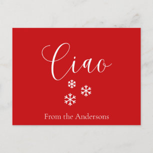 Cute Red Ciao Merry Christmas Greeting Holiday Postcard