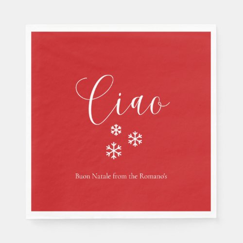 Cute Red Ciao Merry Christmas Greeting Napkins