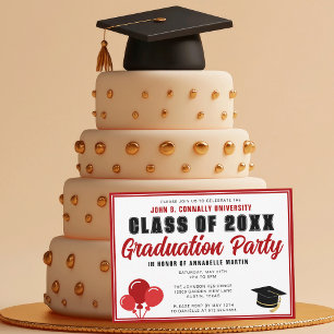 Cute Red Class of 2025 Modern Graduation Party Invitation