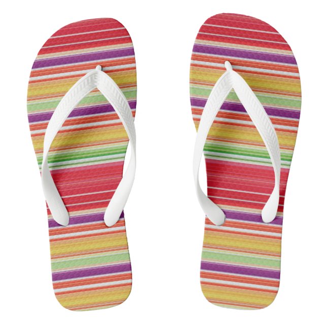 Cute red colorful stripes flip flops (Footbed)
